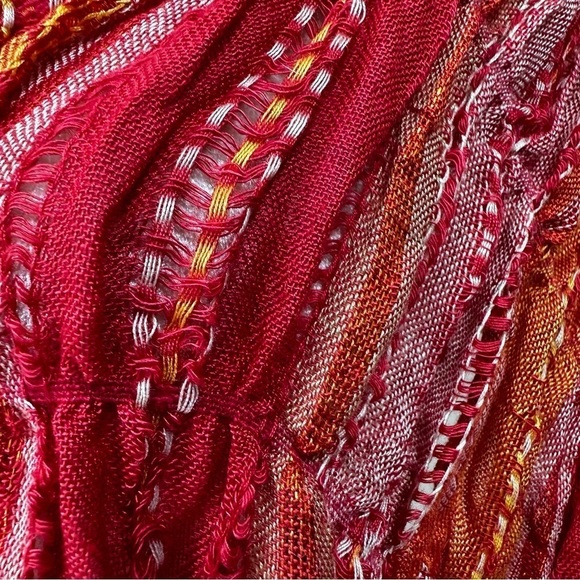 Cejon Orange Pink Metallic Textured Scarf Wrap - Picture 4 of 8